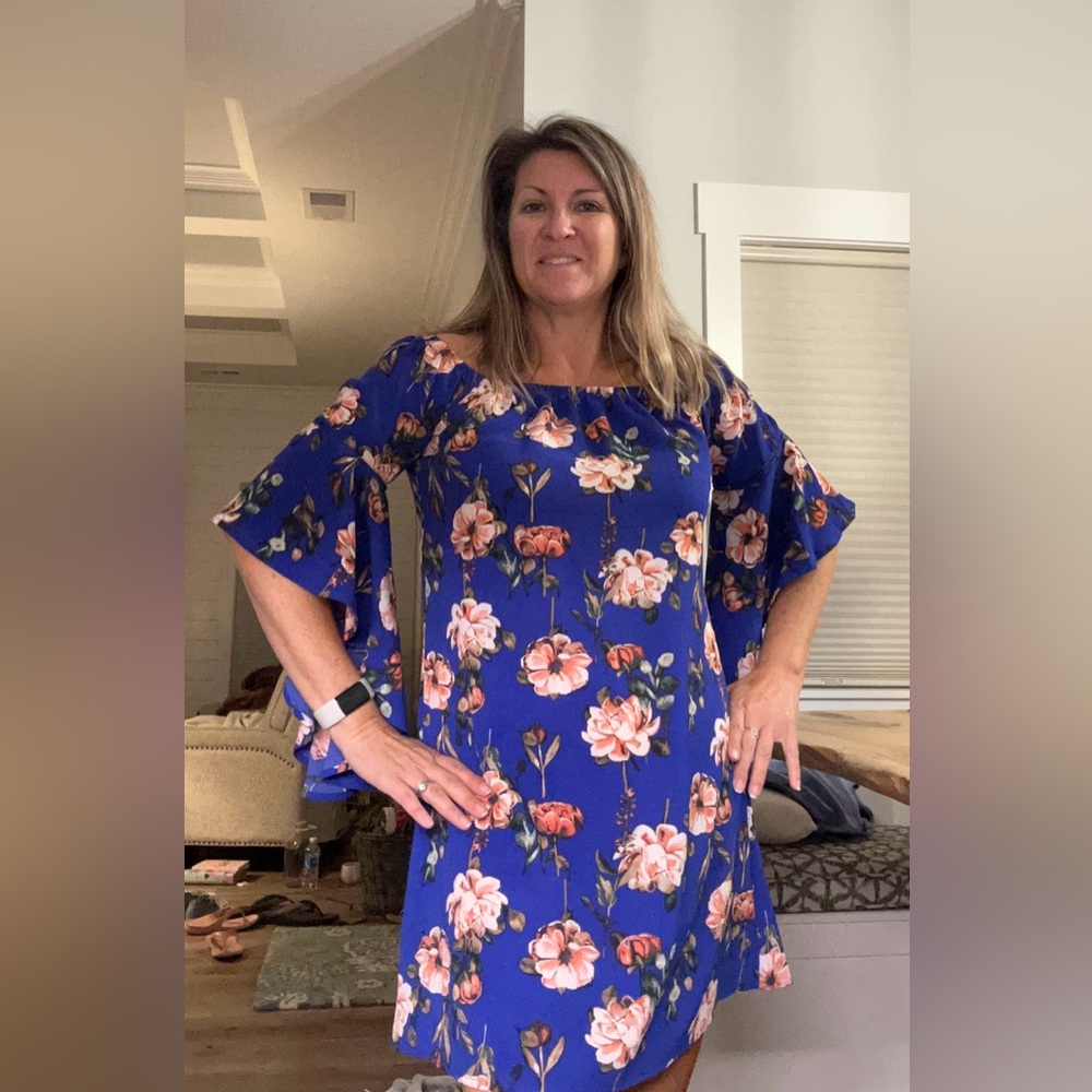 Floral Blue and Pink Dress
